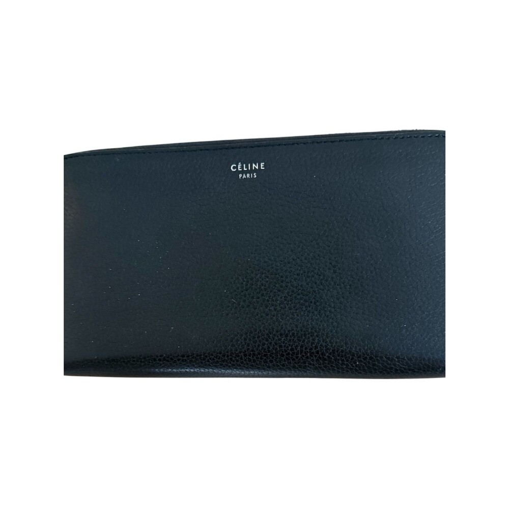 Celine Black Leather Zip Wallet